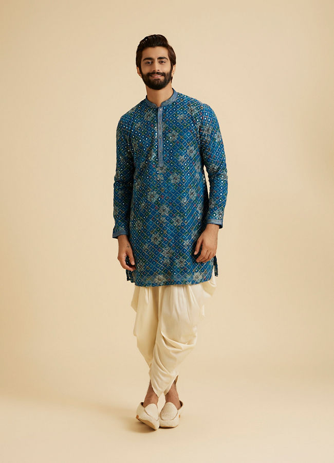Manyavar Men Radiant Teal Blue Kurta Pajama