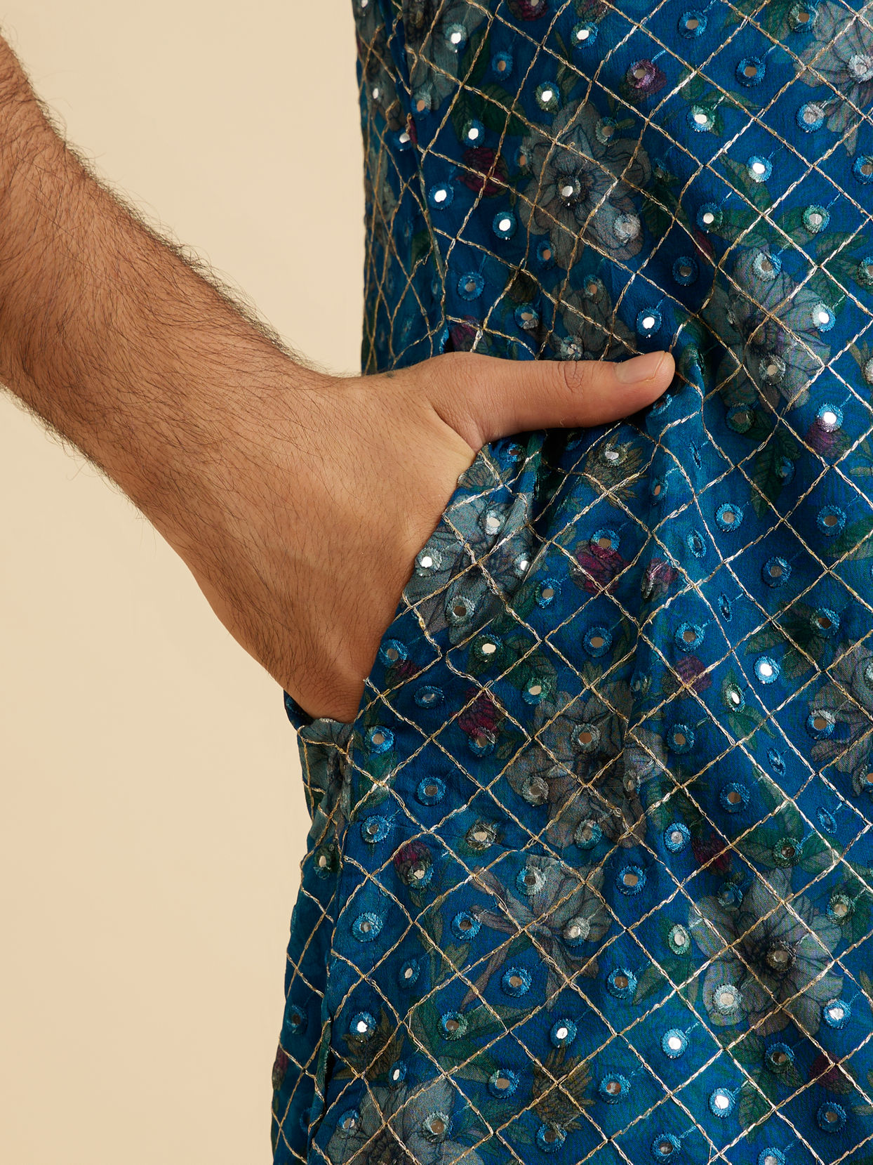 Manyavar Men Radiant Teal Blue Kurta Pajama