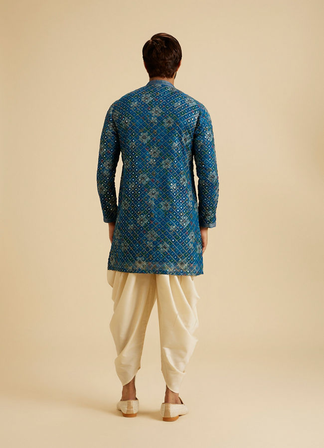 Manyavar Men Radiant Teal Blue Kurta Pajama