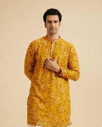 Manyavar Men Sunset Glory Mustard Kurta Pajama