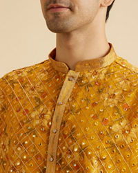 Manyavar Men Sunset Glory Mustard Kurta Pajama