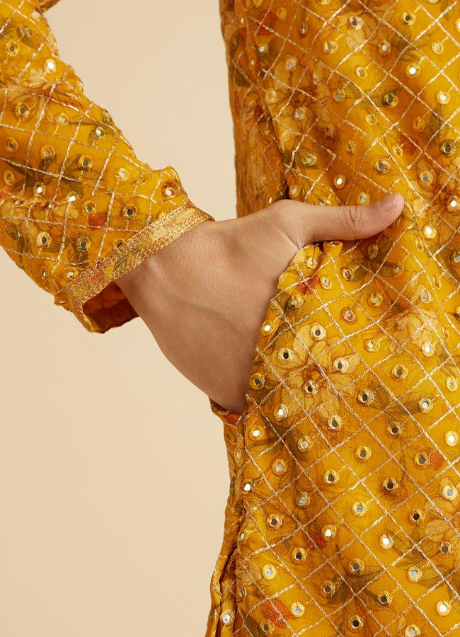 Manyavar Men Sunset Glory Mustard Kurta Pajama