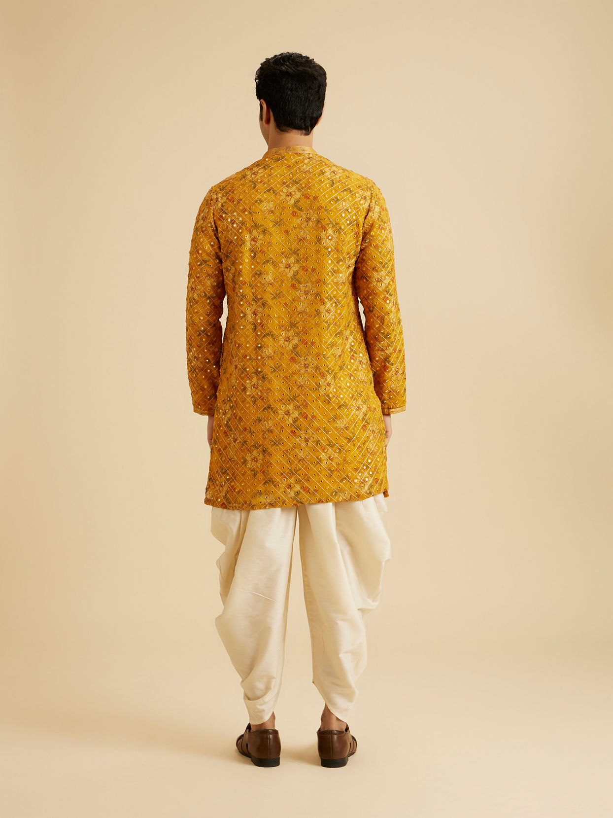 Manyavar Men Sunset Glory Mustard Kurta Pajama