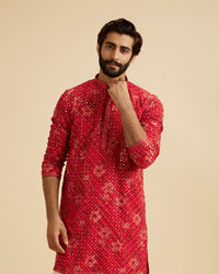 Manyavar Men Regal Red Kurta Pajama Set