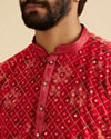 Manyavar Men Regal Red Kurta Patiala Set