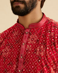 Manyavar Men Regal Red Kurta Pajama Set