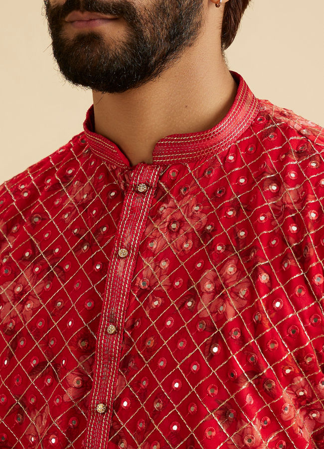 Manyavar Men Regal Red Kurta Patiala Set