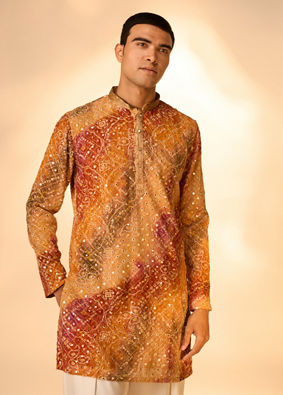 Manyavar Men Radiant Rust Georgette Kurta Pant