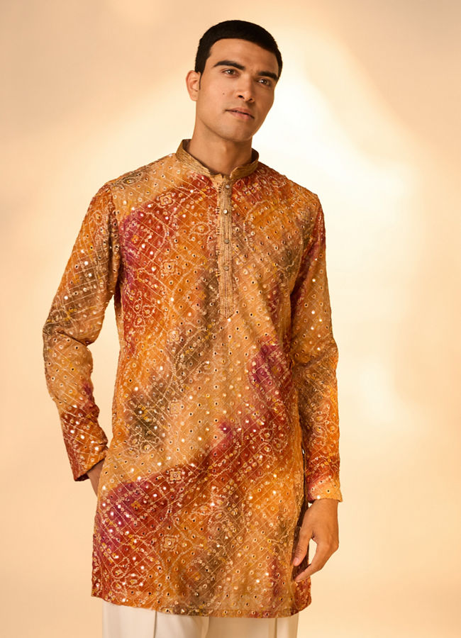 Manyavar Men Radiant Rust Georgette Kurta Pant