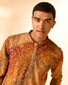 Manyavar Men Radiant Rust Georgette Kurta Pant