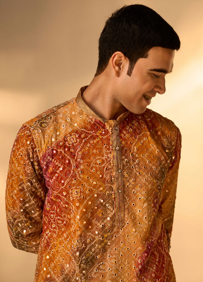 Manyavar Men Radiant Rust Georgette Kurta Pant