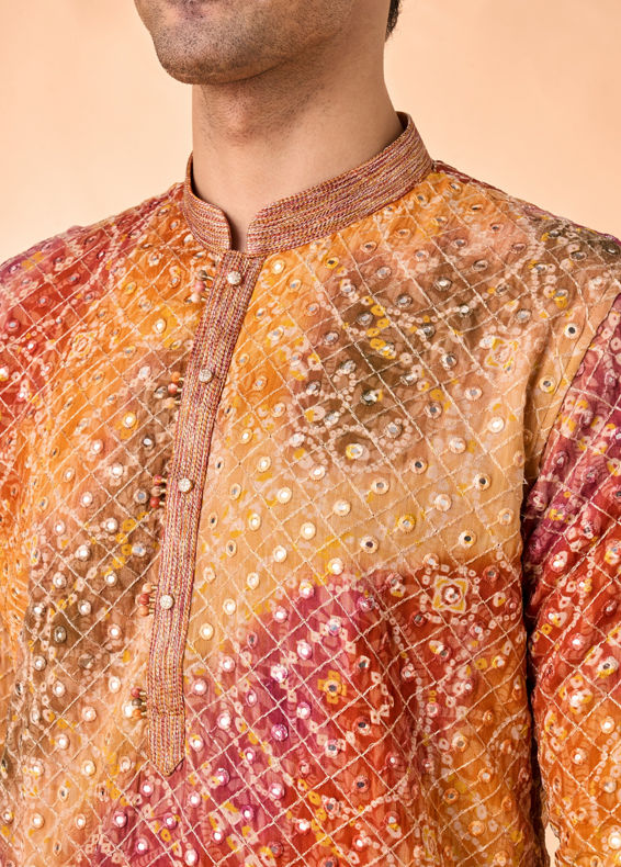 Manyavar Men Radiant Rust Georgette Kurta Pant