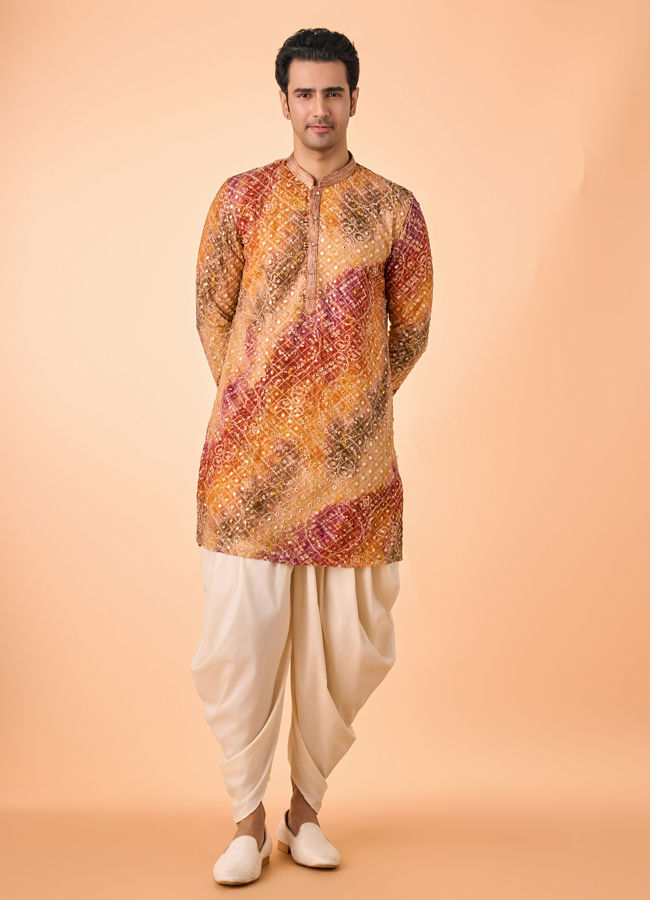 Manyavar Men Radiant Rust Georgette Kurta Pant