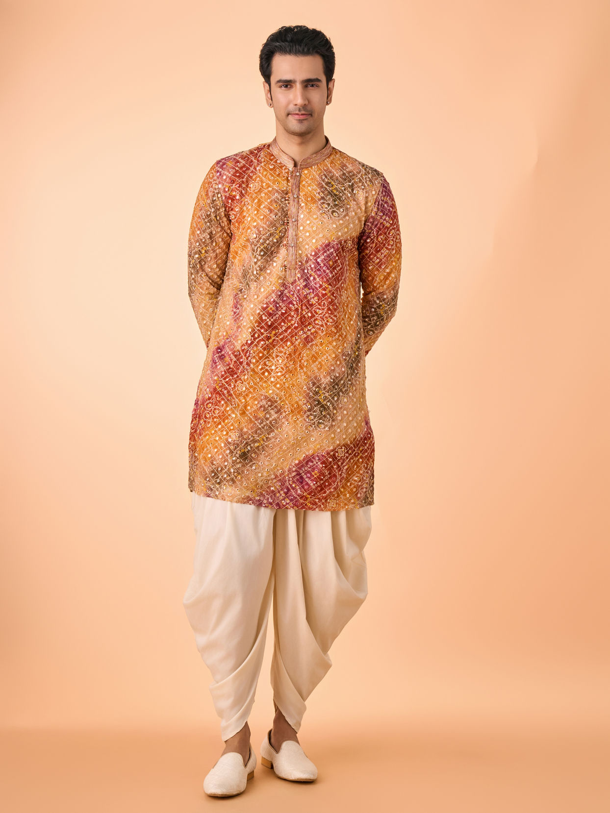 Manyavar Men Radiant Rust Georgette Kurta Pant