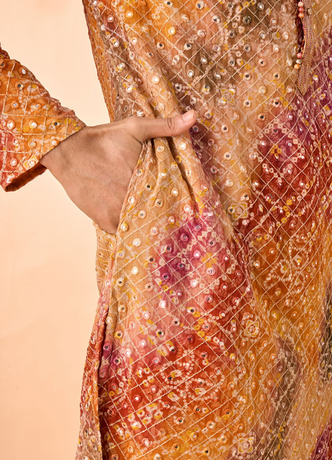 Manyavar Men Radiant Rust Georgette Kurta Pant