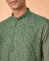 Manyavar Men Olive Green Elegance Kurta Pajama