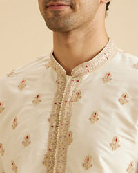 Manyavar Men Warm White Elegance Kurta Pajama