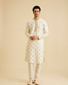 Manyavar Men Warm White Elegance Kurta Pajama