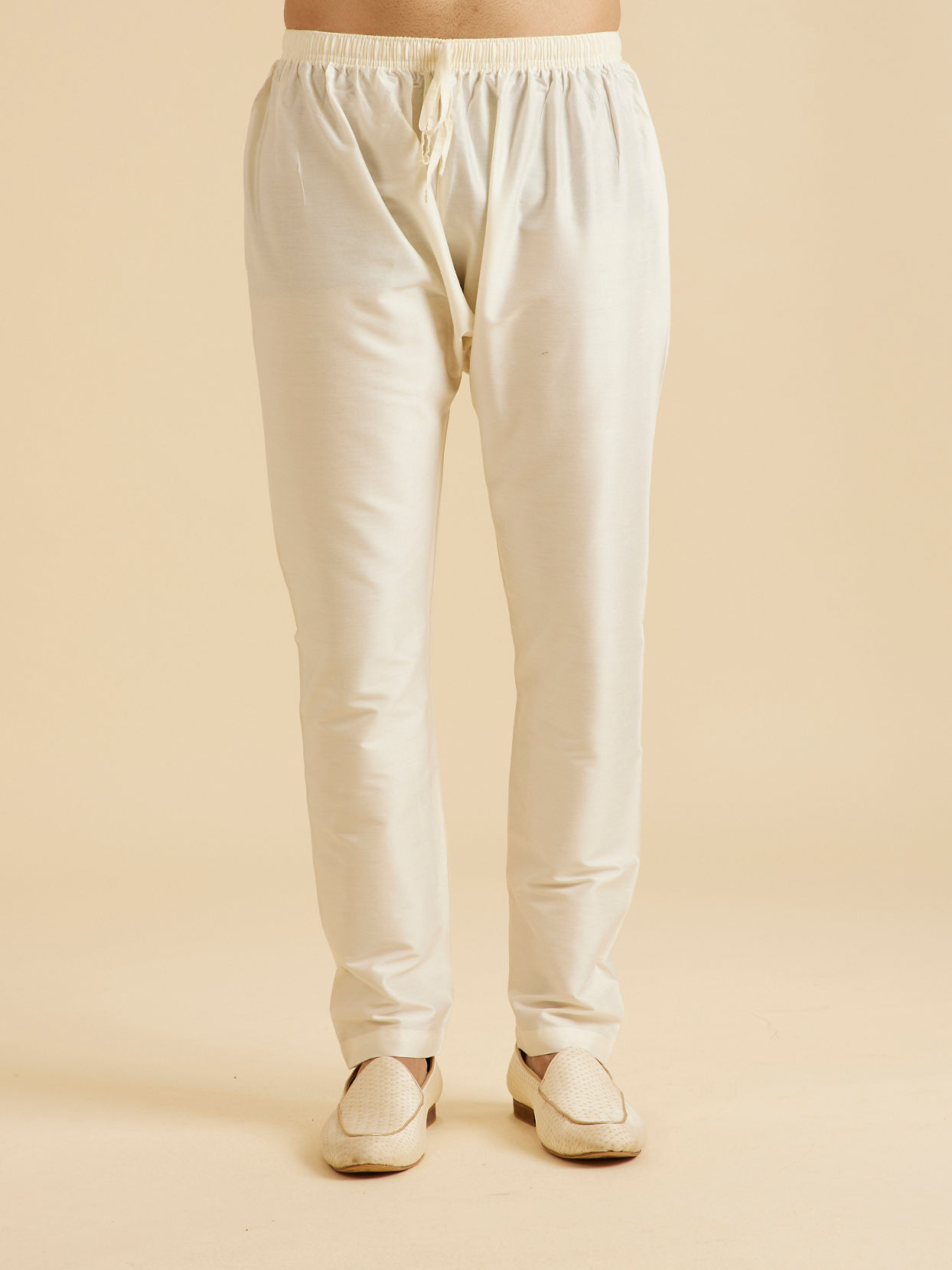 Manyavar Men Warm White Elegance Kurta Pajama