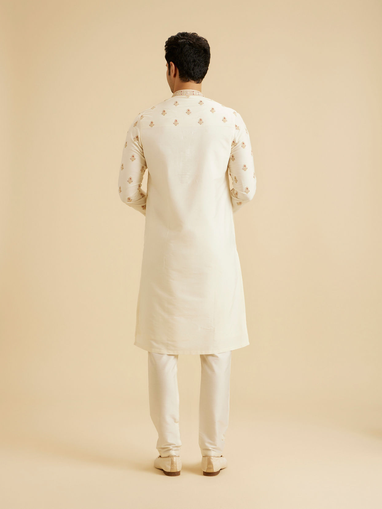 Manyavar Men Warm White Elegance Kurta Pajama