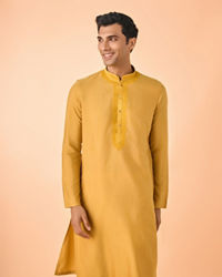 Manyavar Men Garnished Mustard Kurta Pajama