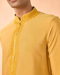 Manyavar Men Garnished Mustard Kurta Pajama