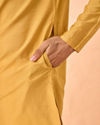 Manyavar Men Garnished Mustard Kurta Pajama