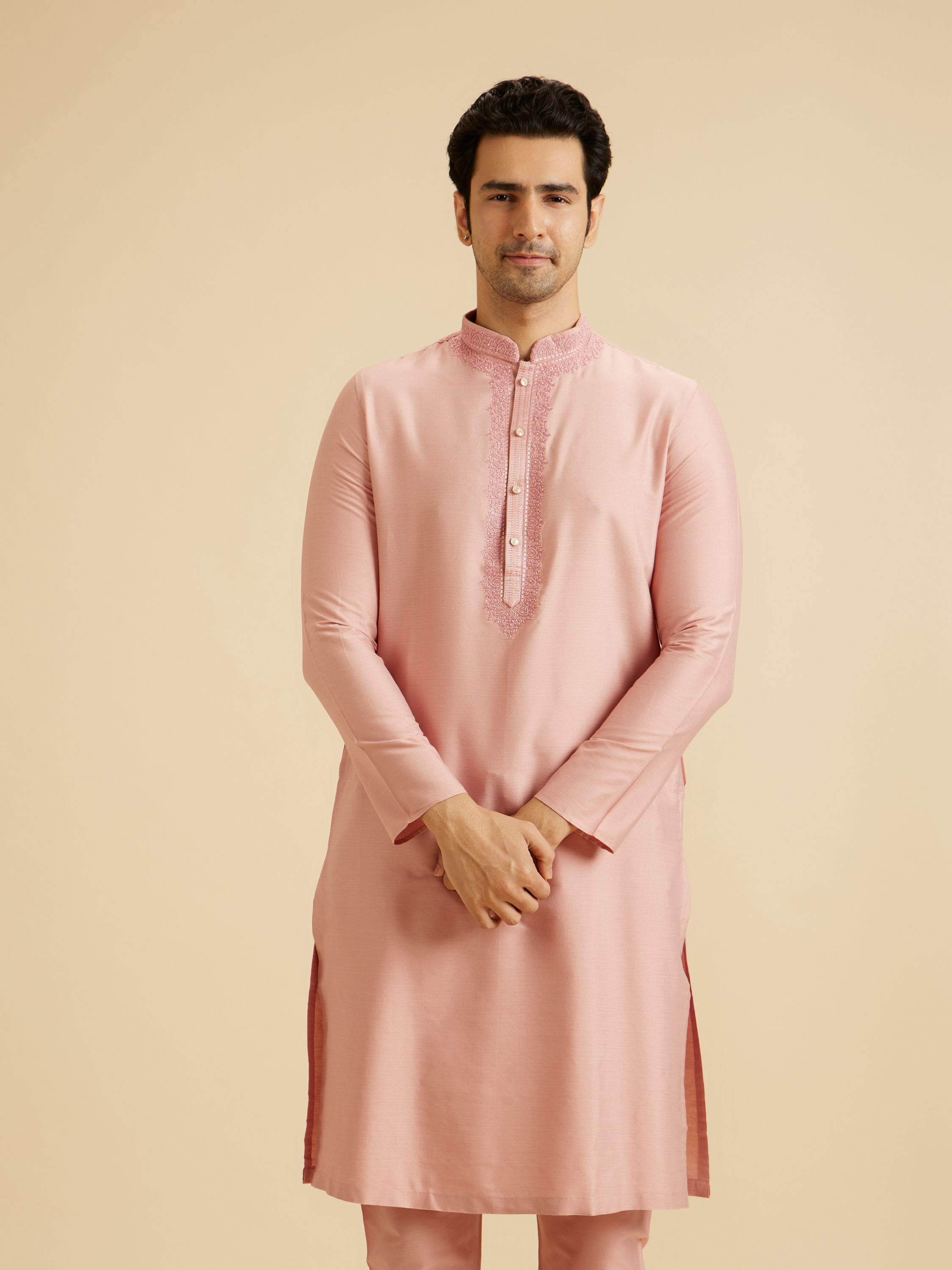 Manyavar Men Dusty Pink Radiance Kurta Pajama