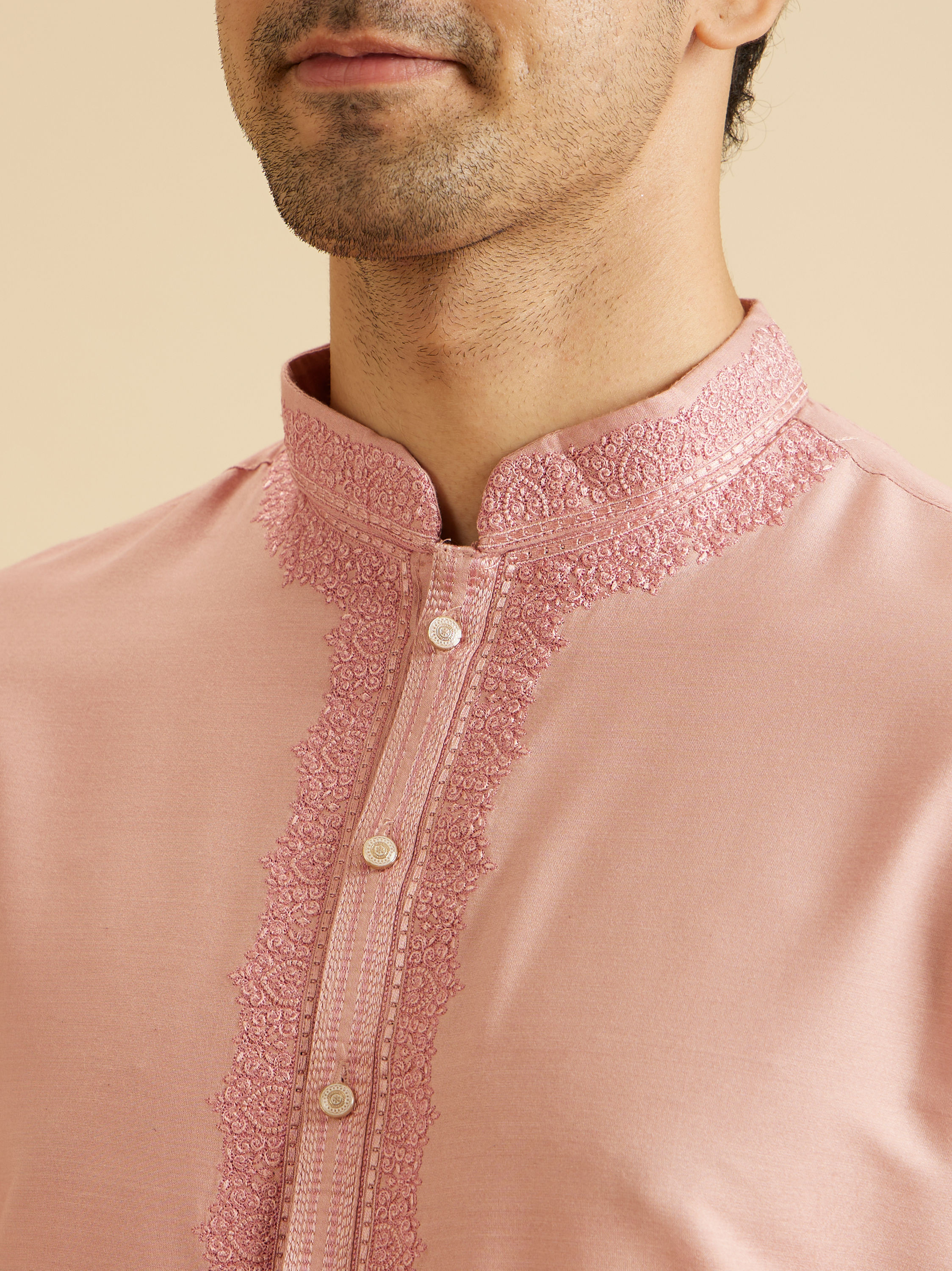 Manyavar Men Dusty Pink Radiance Kurta Pajama