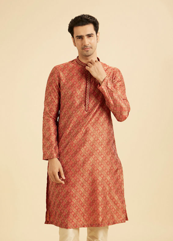 Manyavar Men Elegant Rust Kurta Pajama