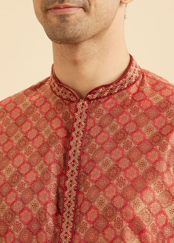 Manyavar Men Elegant Rust Kurta Pajama
