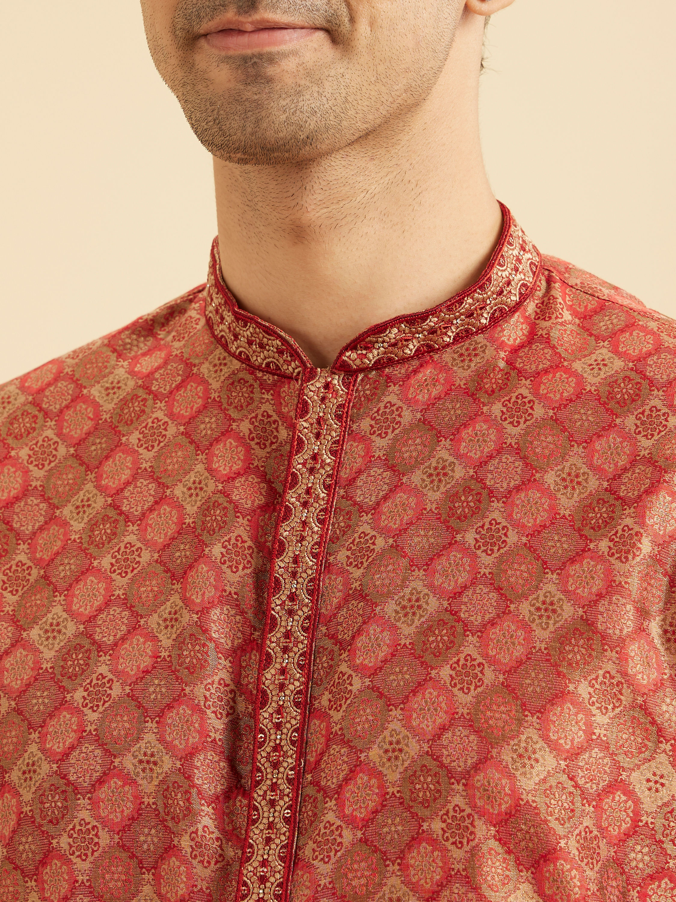 Manyavar Men Elegant Rust Kurta Pajama