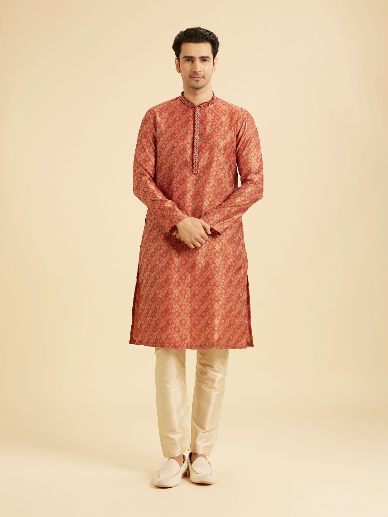 Manyavar Men Elegant Rust Kurta Pajama
