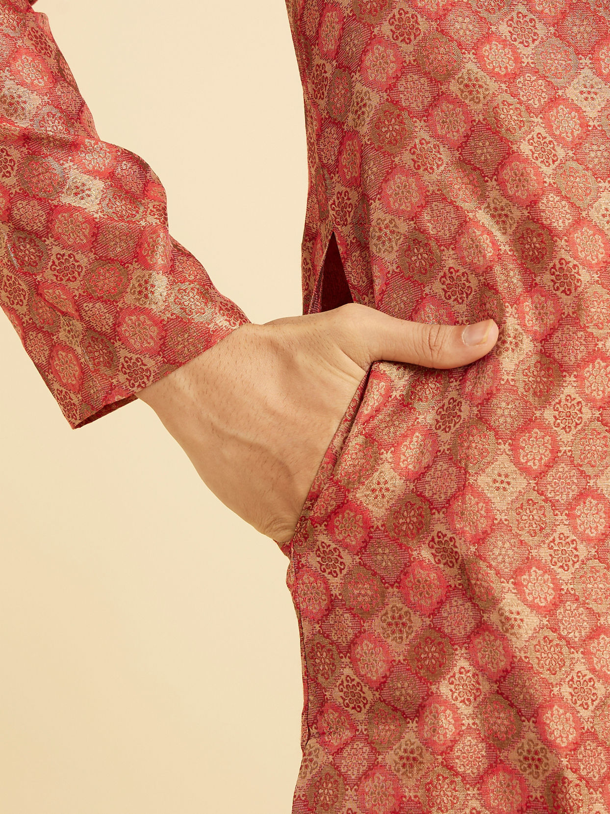 Manyavar Men Elegant Rust Kurta Pajama