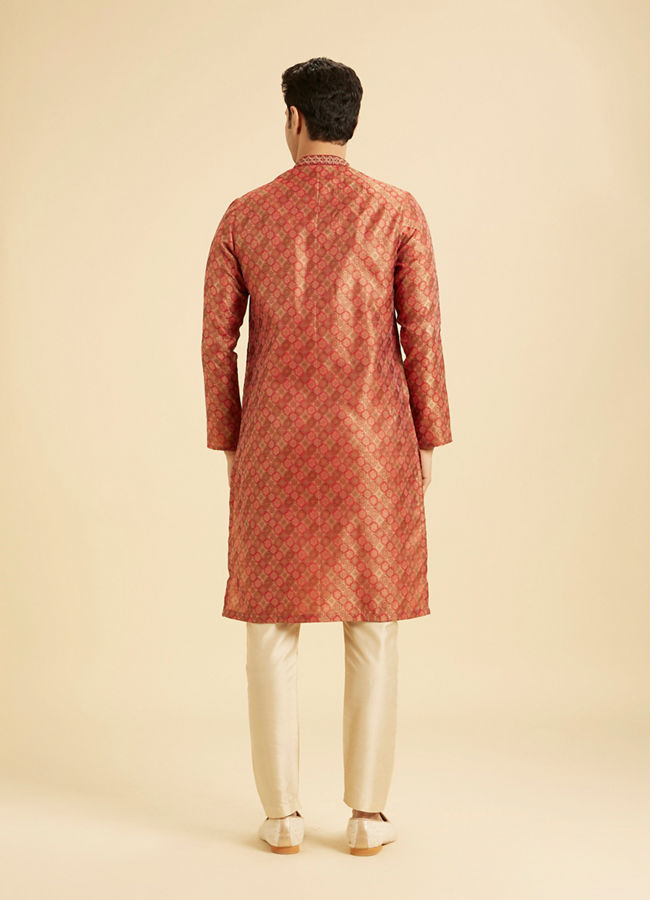 Manyavar Men Elegant Rust Kurta Pajama