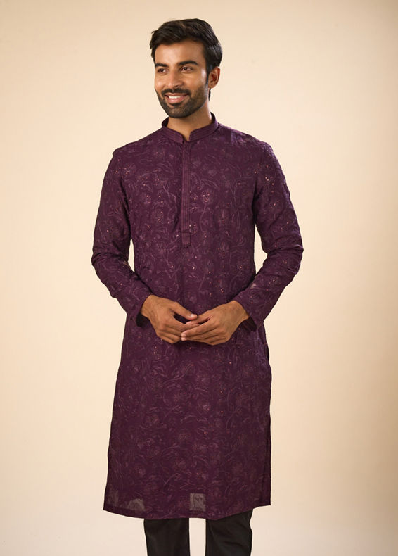 Manyavar Men Enchanting Purple Kurta Pajama