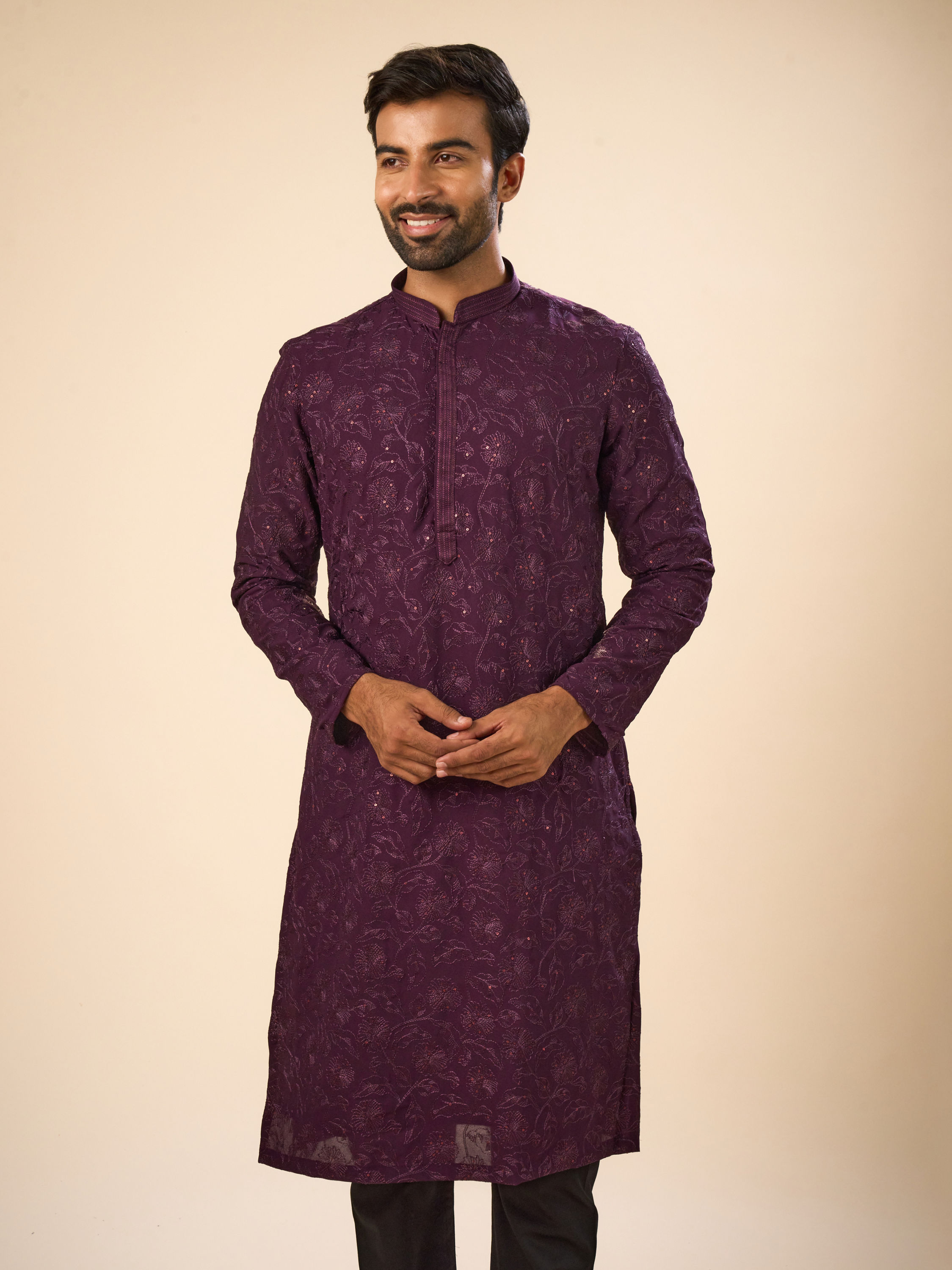 Manyavar Men Enchanting Purple Kurta Pajama