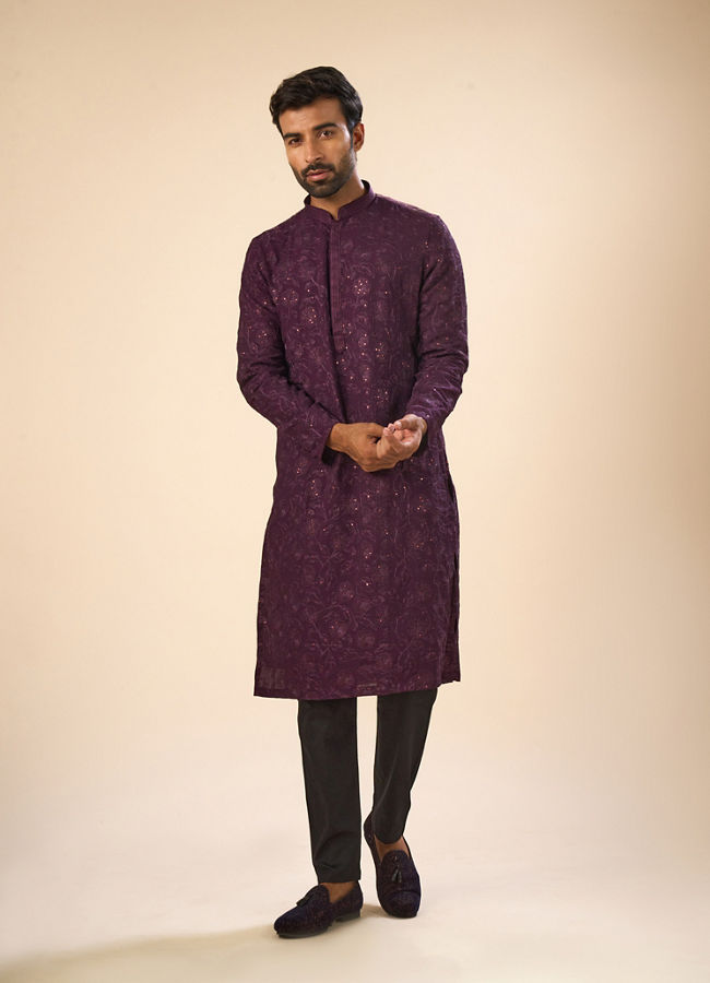 Manyavar Men Enchanting Purple Kurta Pajama