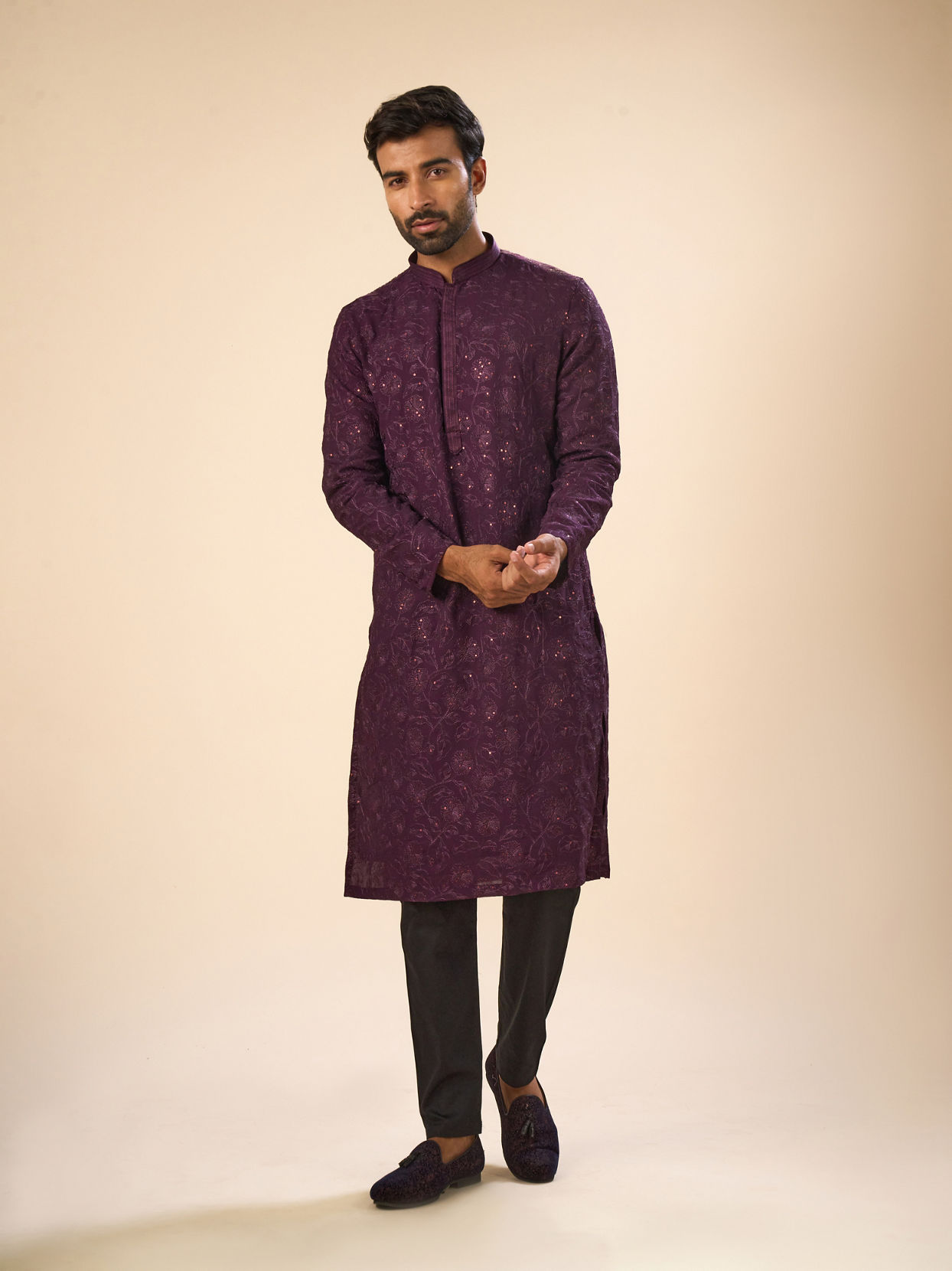 Manyavar Men Enchanting Purple Kurta Pajama