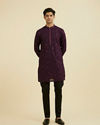 Manyavar Men Regal Purple Georgette Ensemble Kurta Pant