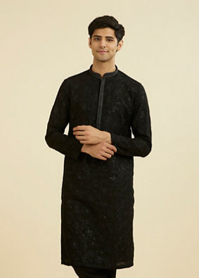Manyavar Men Elegant Black Kurta Pajama