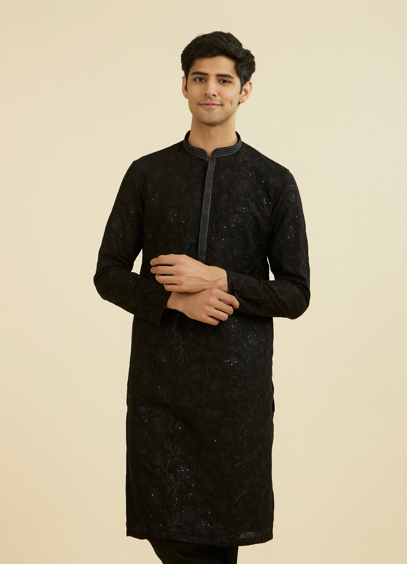 Manyavar Men Elegant Black Kurta Pajama