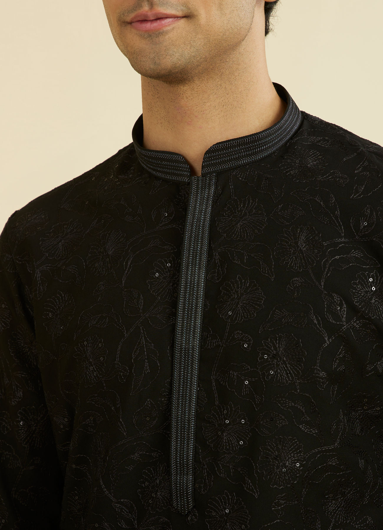 Manyavar Men Elegant Black Kurta Pajama