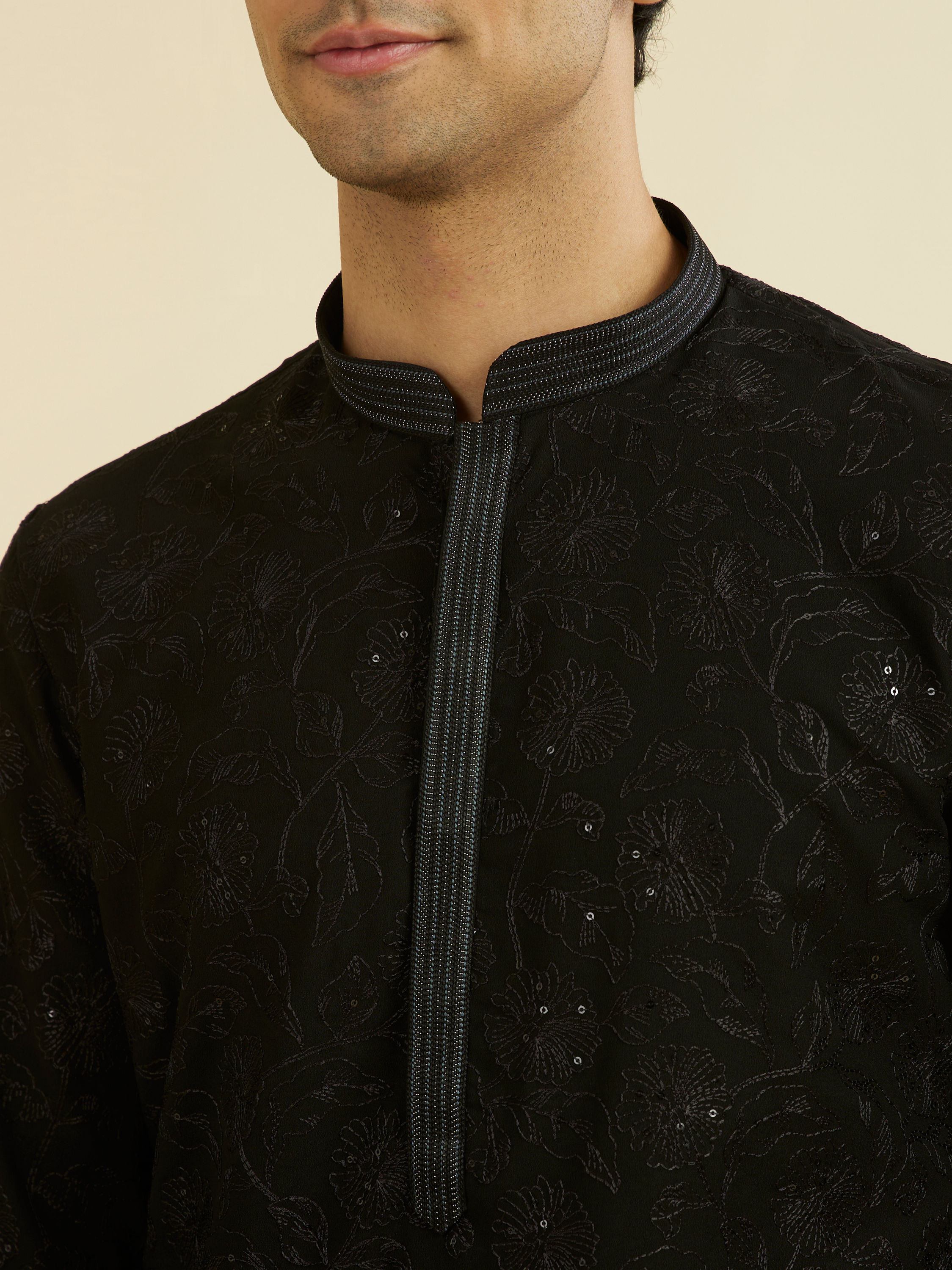 Manyavar Men Elegant Black Kurta Pajama