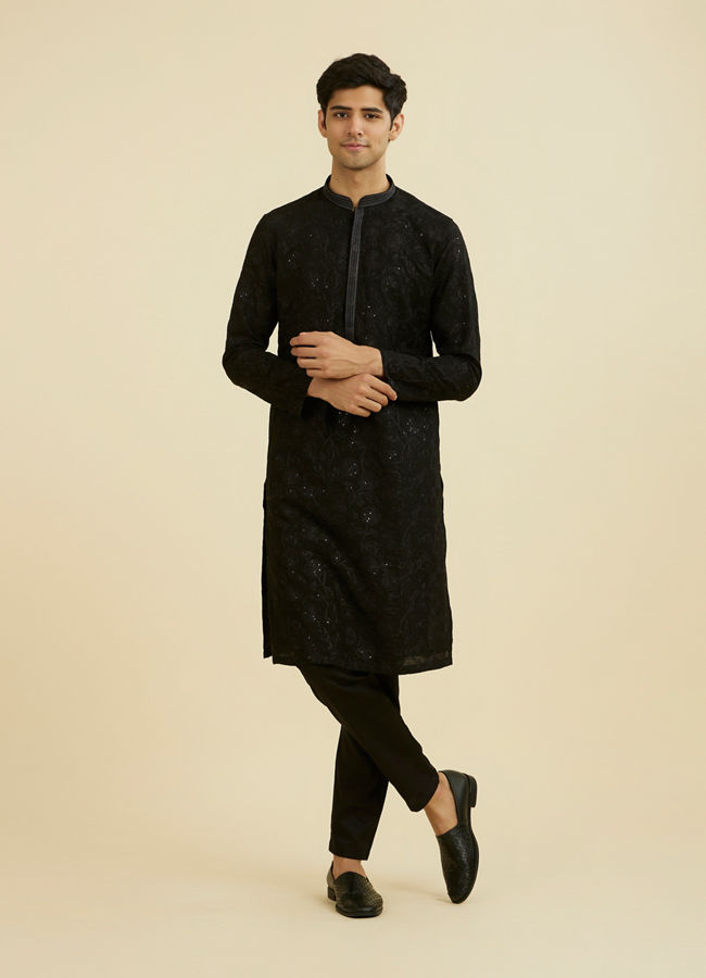 Manyavar Men Elegant Black Kurta Pajama