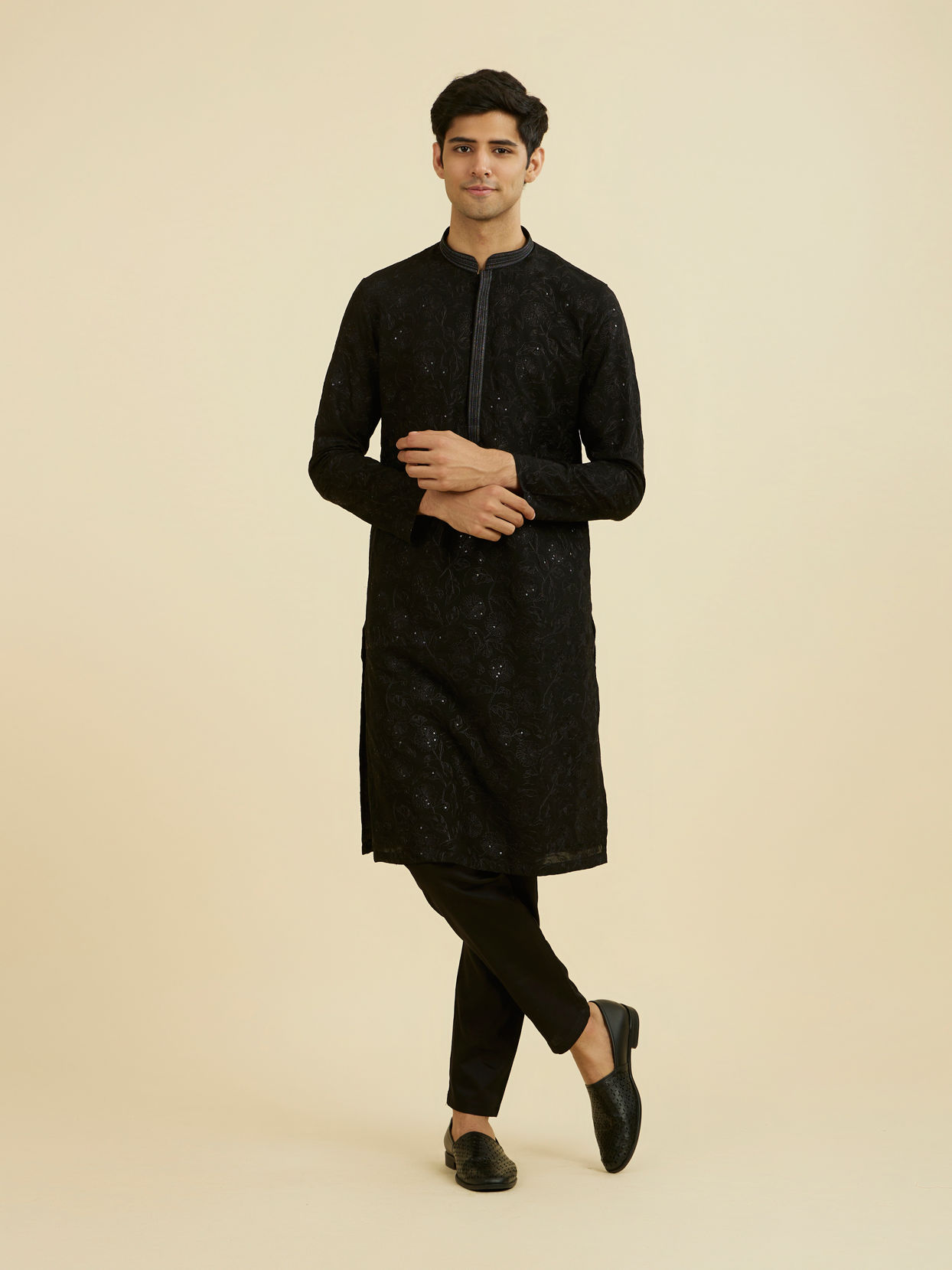 Manyavar Men Elegant Black Kurta Pajama