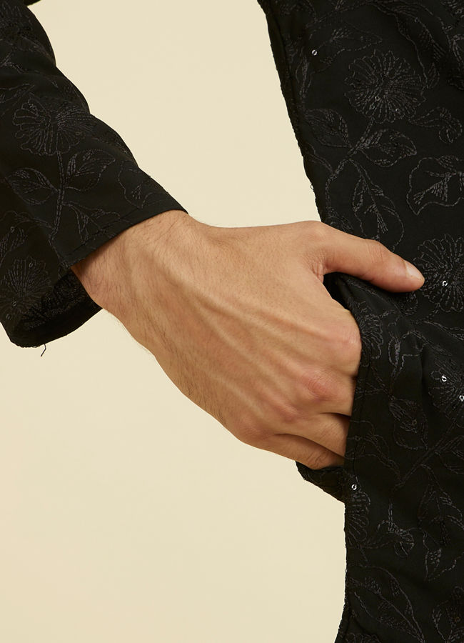 Manyavar Men Elegant Black Kurta Pajama