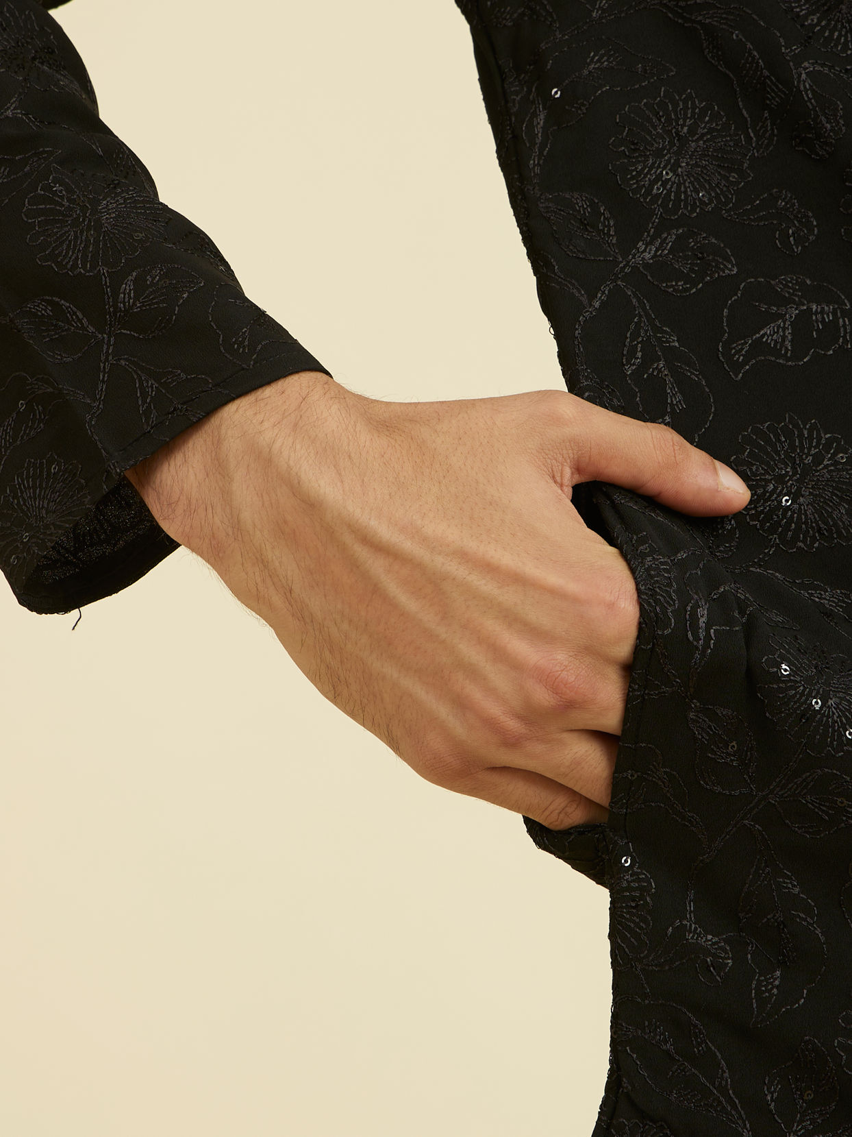 Manyavar Men Elegant Black Kurta Pajama