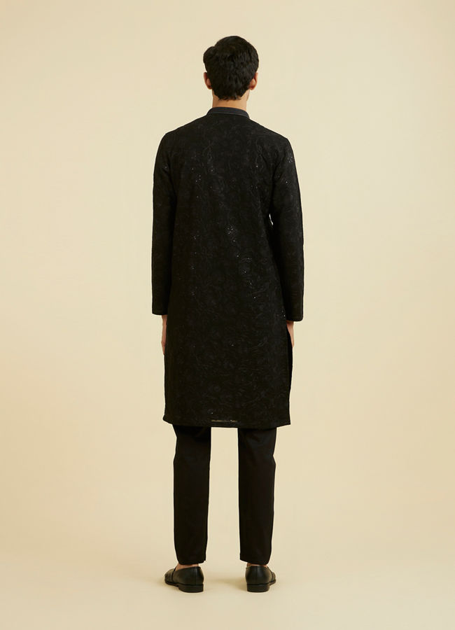 Manyavar Men Elegant Black Kurta Pajama
