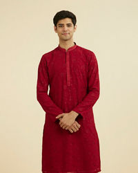 Manyavar Men Radiant Red Festive Kurta Set